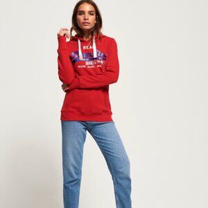 *Vintage Superdry Logo Bonded Satin Hoodie